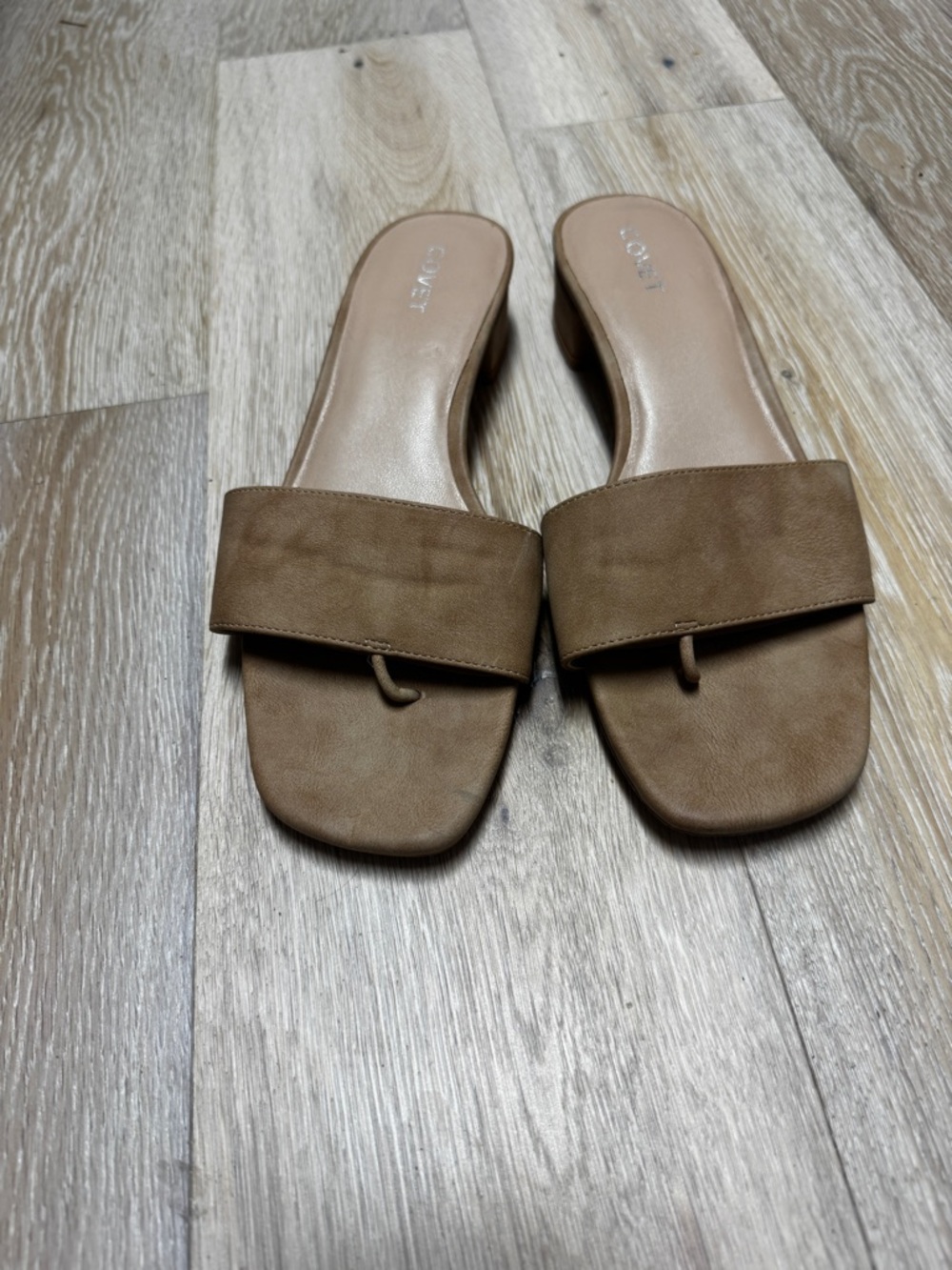 Covet - Australian - Casual Brown Slide Mules with Low Block Heel